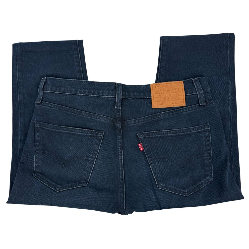 Levi's 511 Slim Fit Jeans Men 33x30 Dark Indigo Excellent Dark Wash Denim - Picture 3 of 13